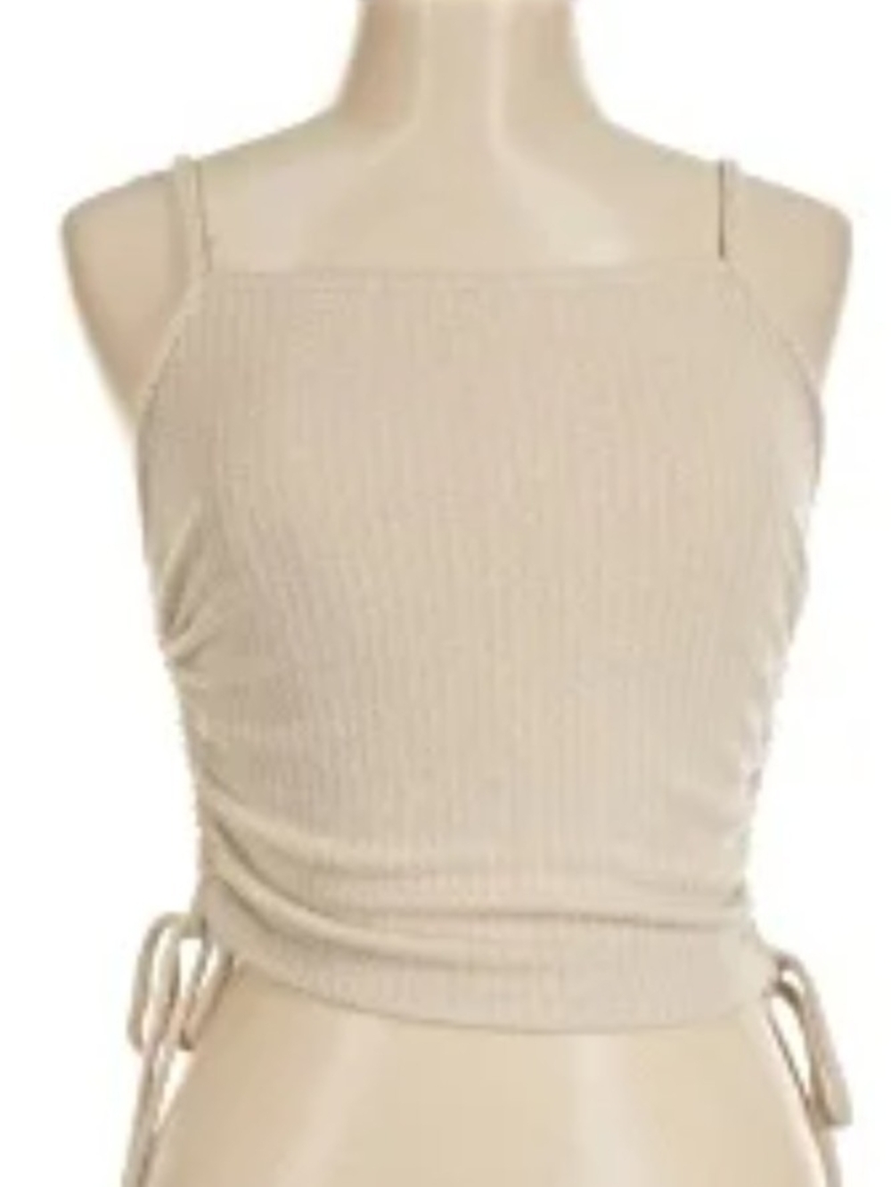 Aerie Beige Ribbed Square-Neck Tank Top